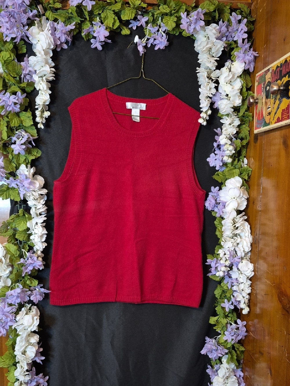 100% Cashmere Bright Red Knit Crewneck Sweater